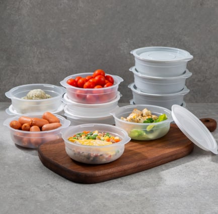 Comet Kitchen Microwave Storage Container 450ml, Gray & White 6+6 Set – Food Storage Solution