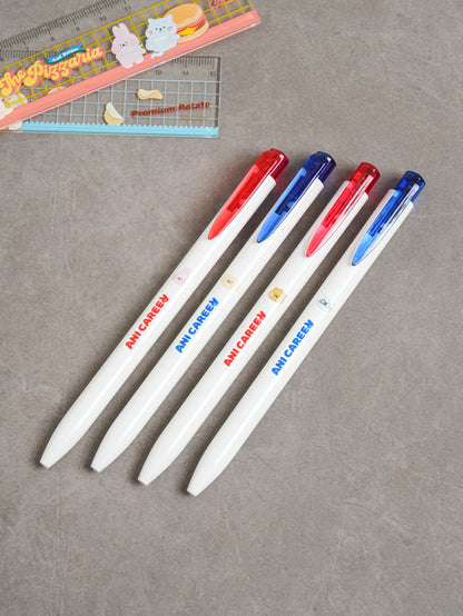 Ani Career Simple Ballpoint Pen 0.5 mm 4 Pack Red and Blue