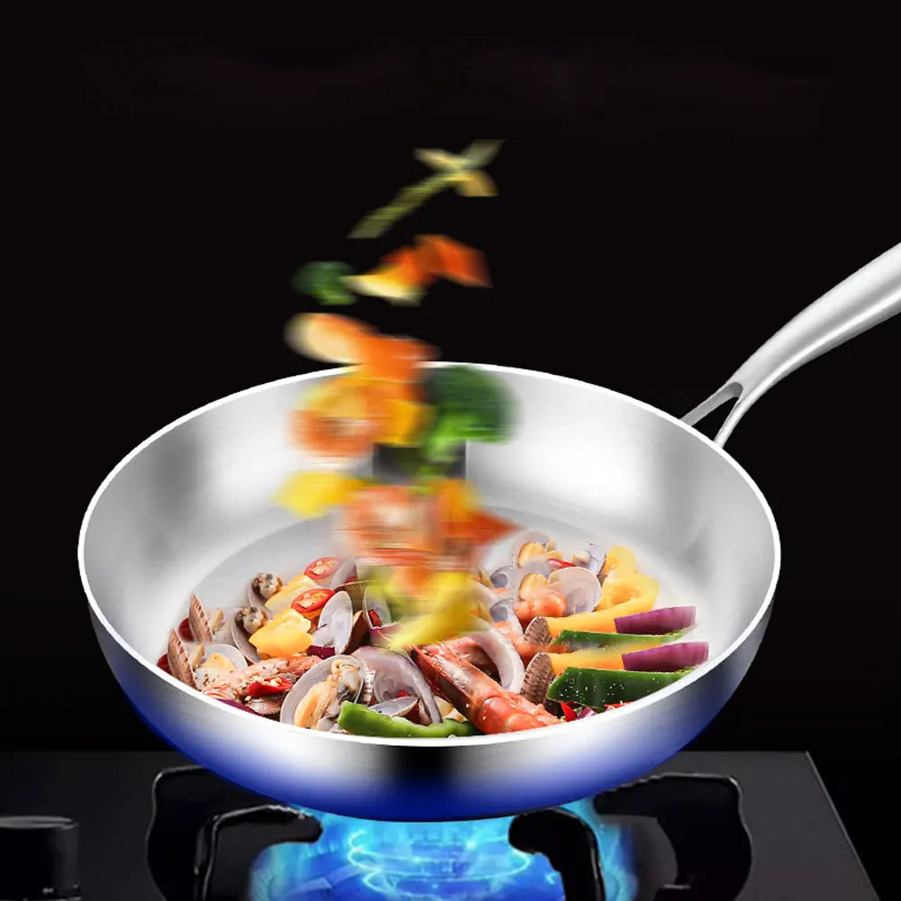 Stainless Steel Frying Pan with Silicone Cover - (22cm, 24cm, 26cm, 28cm, and 30cm)