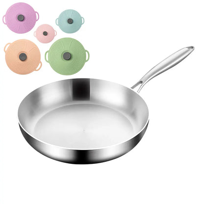 Stainless Steel Frying Pan with Silicone Cover - (22cm, 24cm, 26cm, 28cm, and 30cm)