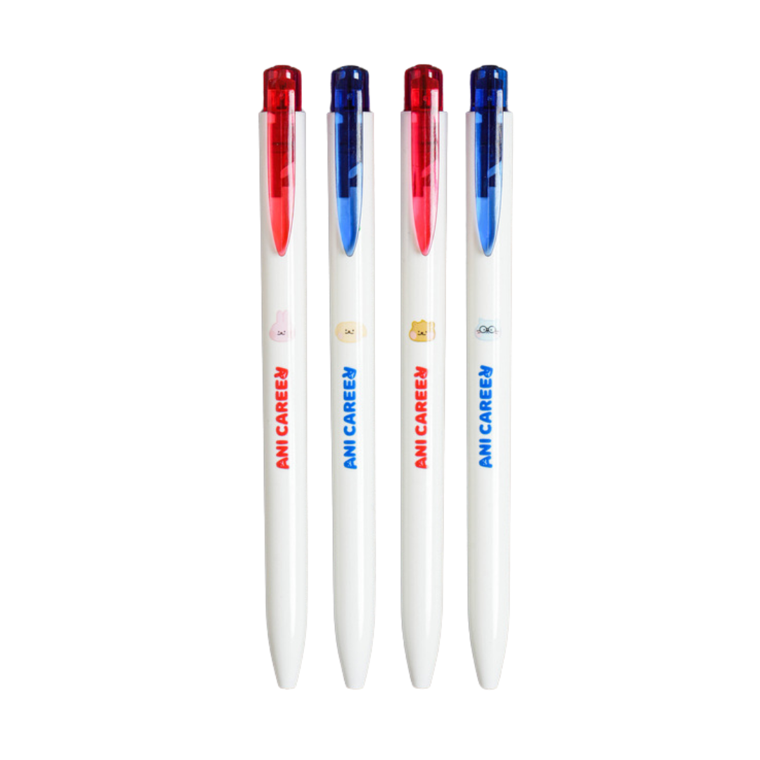 Ani Career Simple Ballpoint Pen 0.5 mm 4 Pack Red and Blue