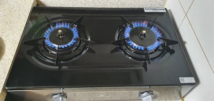 2-burner gas stove GRA-851SR metal silver safety sensor one-touch ignition harmful gas ZERO