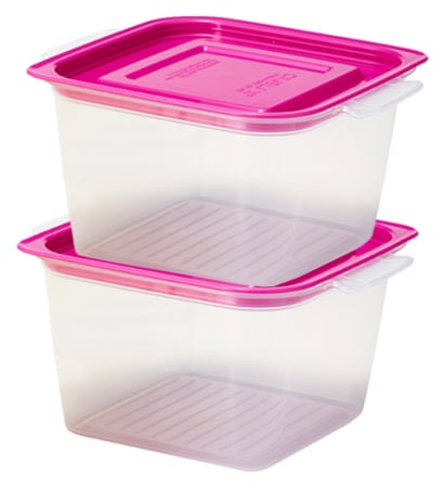 Seamilex Jumbo Cookbap Microwave-safe Container 1.4L, Deep Pink, 2 pieces