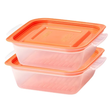 Similex Jumbo Cookbap Microwave Container | 700ml, Orange, 2-Pieces