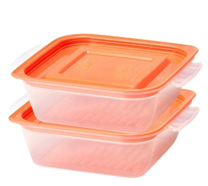 Similex Jumbo Cookbap Microwave Container | 700ml, Orange, 2-Pieces