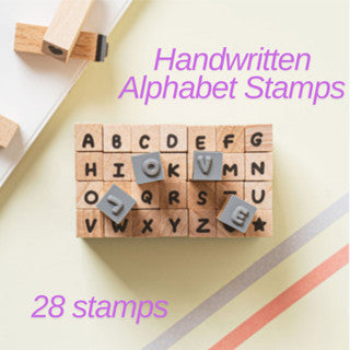 Handwritten Alphabet Stamps Set - 28 Pieces for Creative Crafting & DIY Projects